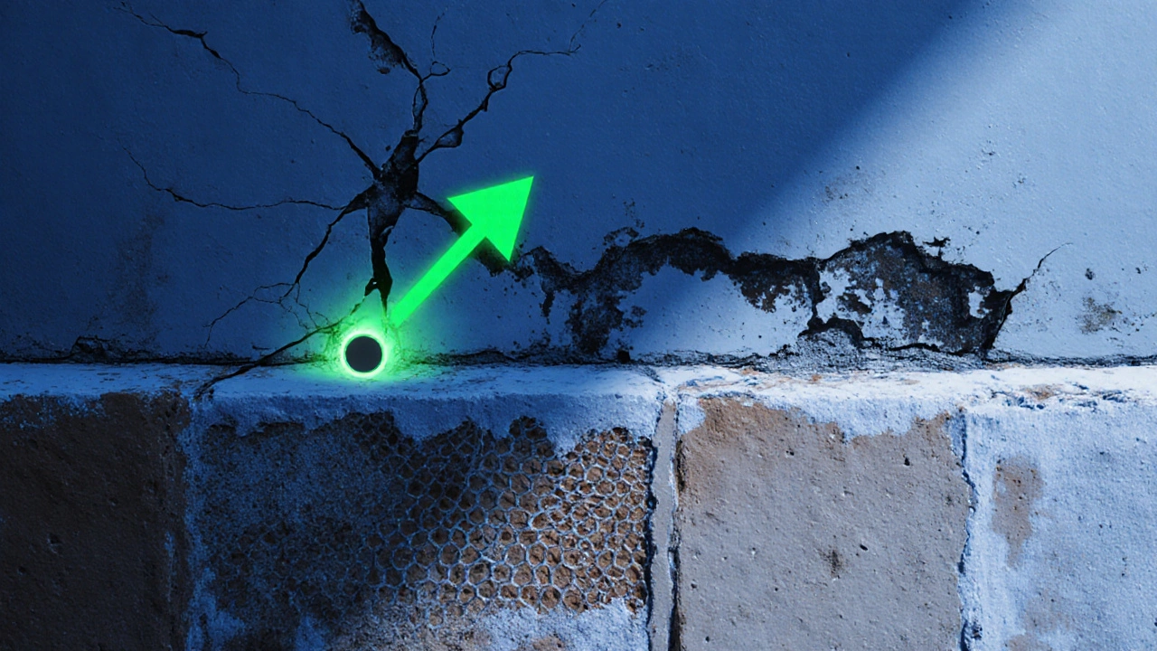 Díra v omítce přeměněna na pevnou, vyztuženou opravu.