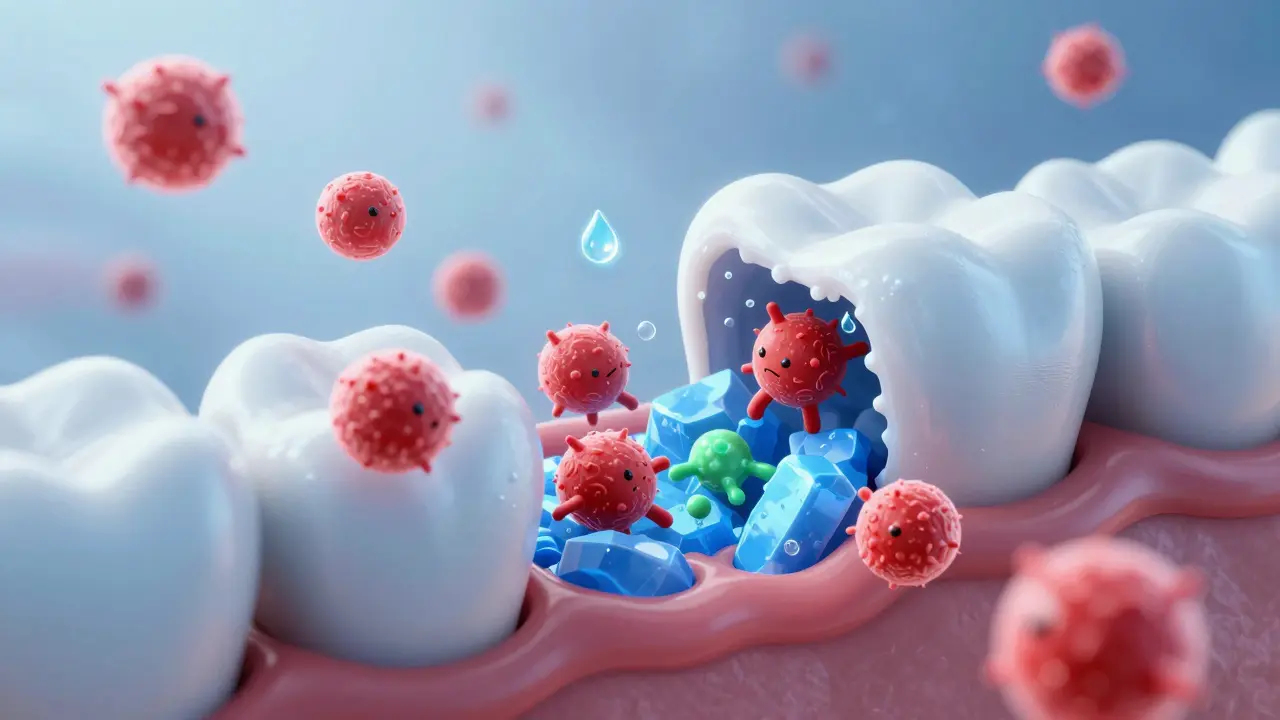 Ilustrace procesu demineralizace a remineralizace zubu