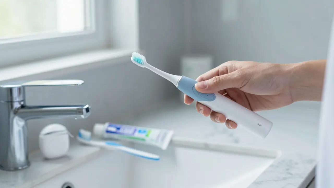 Správná technika čištění zubů elektrickým kartáčkem pod úhlem 45 stupňů