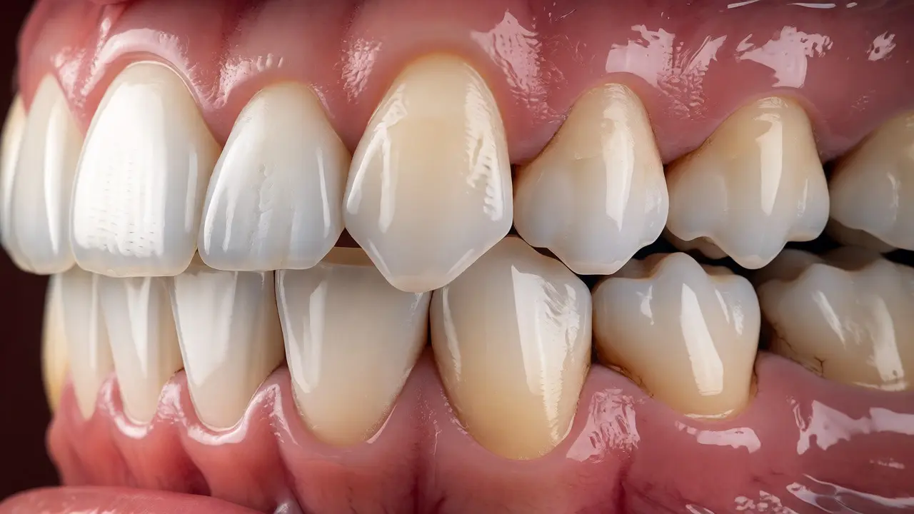 Detailní pohled na různé typy zubů v ústech